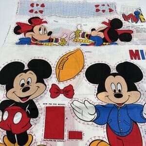 Vintage Mickey Minnie Fabric Panel Craft Kit DIY Pillow Plush Toy Sewing Project